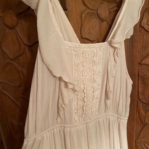 Ivory linen and crochet dress